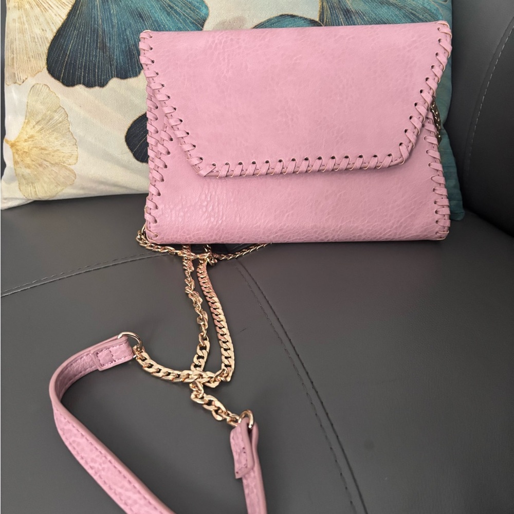 Urban Expressions Light Pink Crossbody Bag with Gold Chain